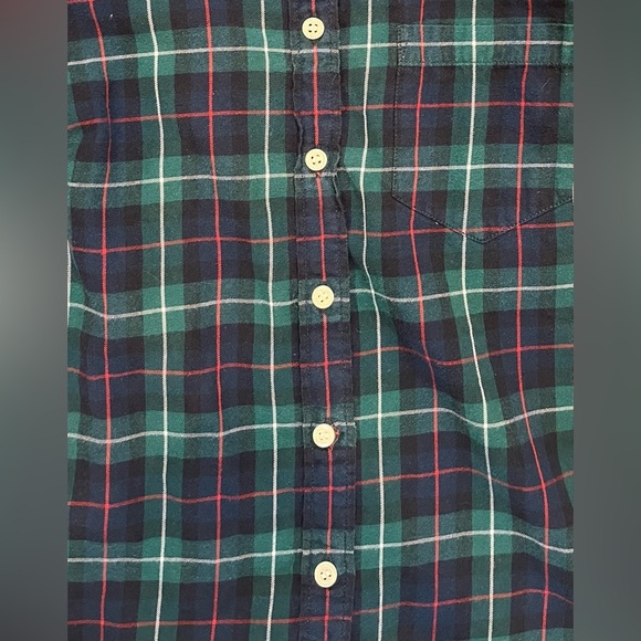 JCrew Button Up Long Sleeve Shirt Womens XS Green Multicolor Cotton Plaid Collar - Picture 5 of 8